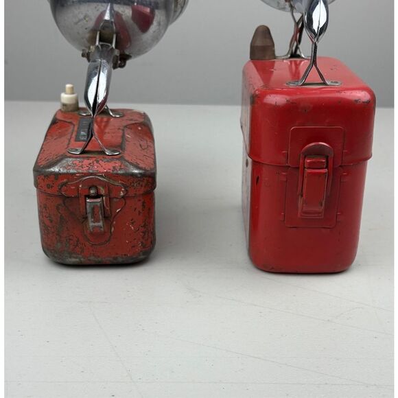 Vtg Teledyne Big Beam 266 Red Metal Flashlights Lantern Combo Railroad Untested - Picture 8 of 13